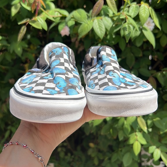 VANS BUTTERFLY CHECKERED SLIP-ON TRUE WHITE SIZE M 4. F 5.5 - Picture 3 of 16